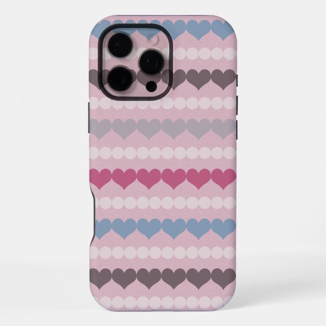 Funda Para iPhone Corazón rayado y patrón de círculos (Reverso )