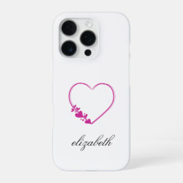 Funda Para iPhone 16 Pro corazón rojo con fondo personalizado blanco