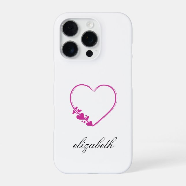 Funda Para iPhone corazón rojo con fondo personalizado blanco (Reverso)