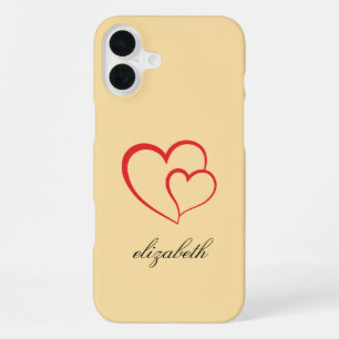 Funda Para iPhone 16 Plus corazón rojo forma colorido fondo personalizado