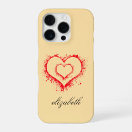Funda Para iPhone 16 Pro corazón rojo forma fondo colorido personalizado