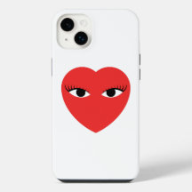 Corazón rojo lindo con ojos en estuche para iPhone