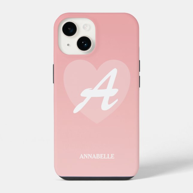 Funda Para iPhone Corazón Rosa Personalizado  (Reverso )