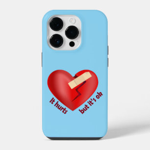 Funda Para iPhone 14 Pro Corazón roto curado con parche y cita de vida
