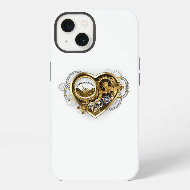 Funda Para iPhone Corazón Steampunk con un Manómetro (Reverso )