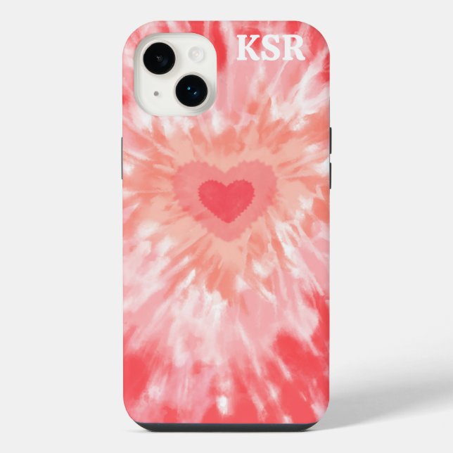 Funda Para iPhone Corazón Tie Dye Monograma  (Reverso)