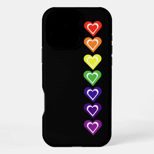 Funda Para iPhone Corazones arcoíris (Reverso )