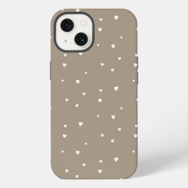 Funda Para iPhone Corazones beige/caqui lindo (Reverso )