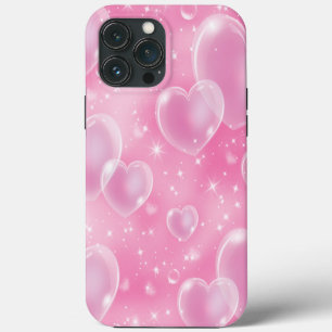 Funda Para iPhone 13 Pro Max Corazones Burbuja Rosados Estilo Chica Dulce 90