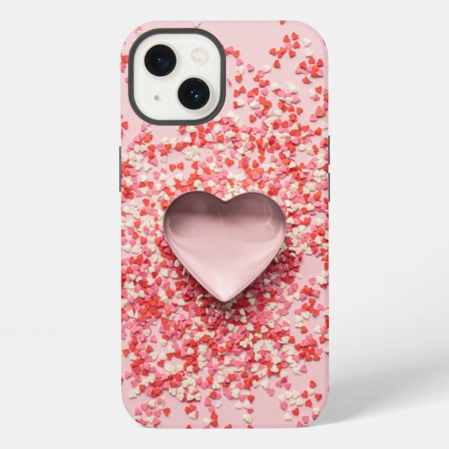 Funda Para iPhone corazones con confeti espolvoreado (Reverso )