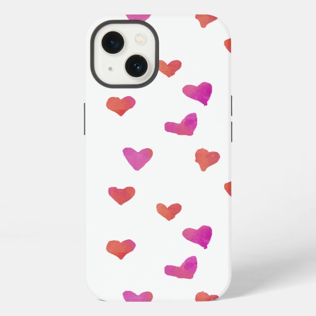 Funda Para iPhone Corazones de acuarela (Reverso )