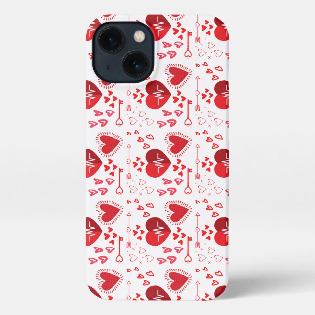 Funda Para iPhone Corazones de amor rojos y flecha (Reverso )