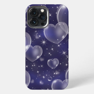 Funda Para iPhone 13 Pro Max Corazones de Burbujas Azules Tierno Estilo Chica d