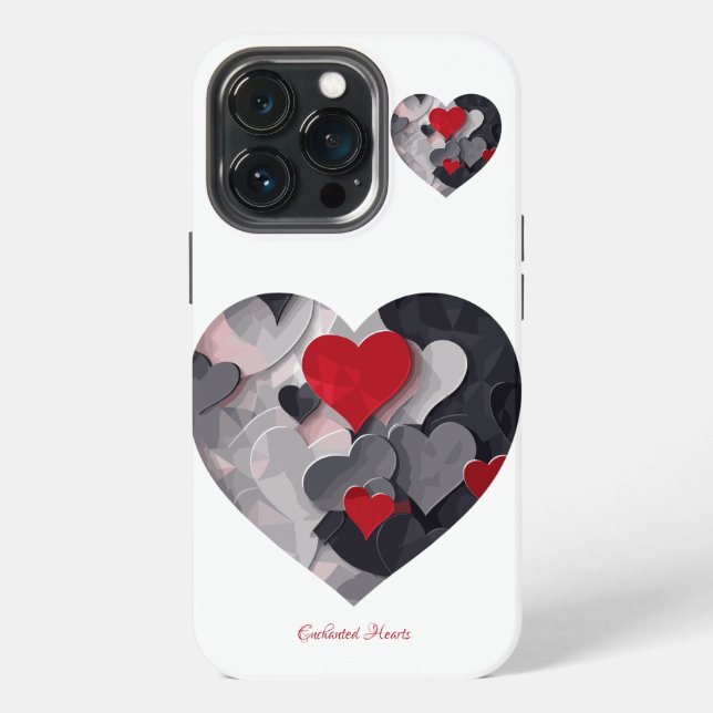Funda Para iPhone Corazones Encantados (Reverso )