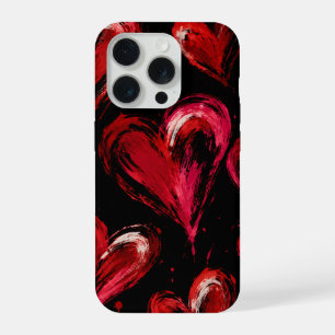 Corazones Negros con Pinceladas Rojas en Negro