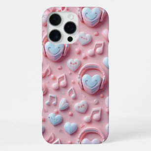 Funda Para iPhone 16 Pro Max Corazones Pastel Lindos Notas Musicales Para Amant
