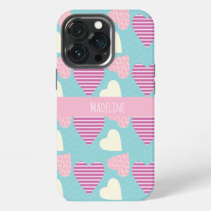 Funda Para iPhone 13 Pro Corazones Patrón de San Valentín Dibujados a Mano