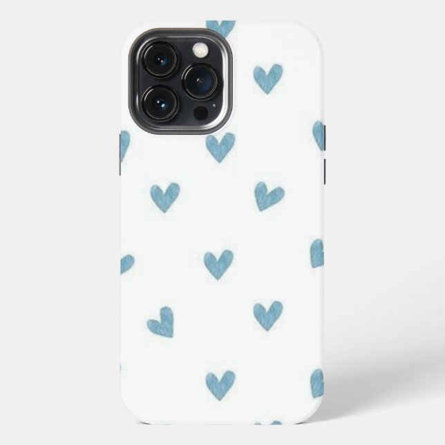 Funda Para iPhone corazones pequeños azules (Reverso )