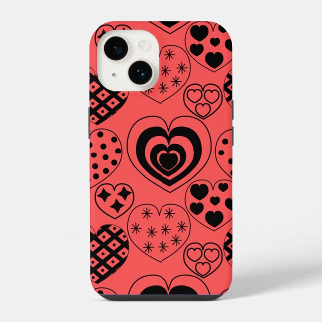 Funda Para iPhone Corazones repetitivos (Reverso )
