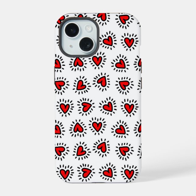 Funda para iPhone Corazones Rojos Adorable (Reverso )