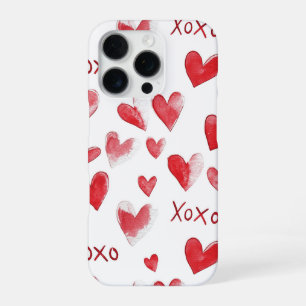 Funda Para iPhone 16 Pro Corazones Rojos Amor XOXO