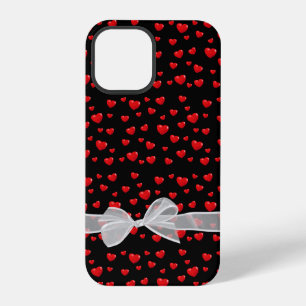 Funda Para iPhone 12 Pro corazones rojos y arco en negro