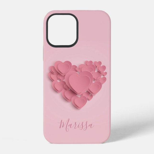 Funda Para iPhone Corazones rosados de capas alegres (Reverso )