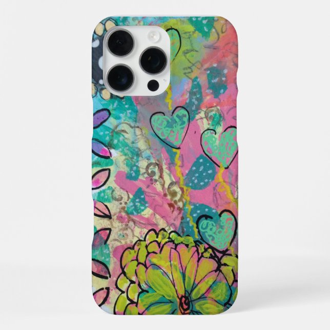 Funda Para iPhone Corazones y flores (Reverso )