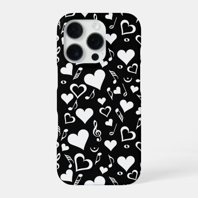 Funda Para iPhone Corazones y notas musicales (Reverso)