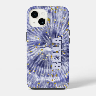 Funda Para iPhone 14 Corbata Azul y Blanca Teñida Personalizada