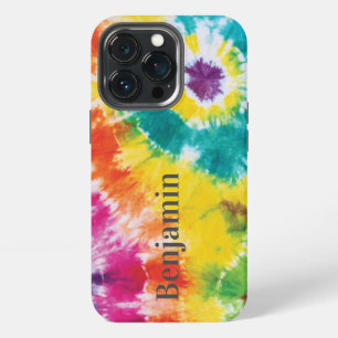 Funda Para iPhone 13 Pro Corbata de arcoíris Tie Dye Nombre personalizado C