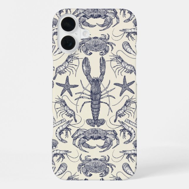 Funda Para iPhone cornwall crustáceos damascal perla azul (Reverso )