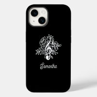 Coro de música moderna Black Floral Treble Clef