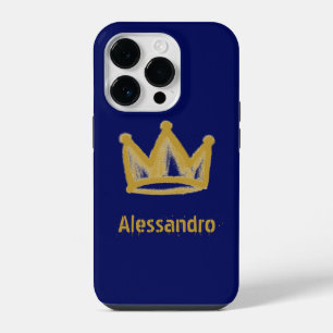 Funda Para iPhone 14 Pro Corona de graffitis al estilo de la calle dorada