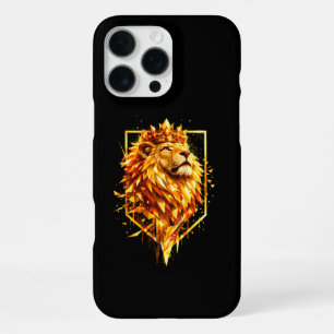 Funda Para iPhone 16 Pro Max Corona de León de Fuego Geométrico