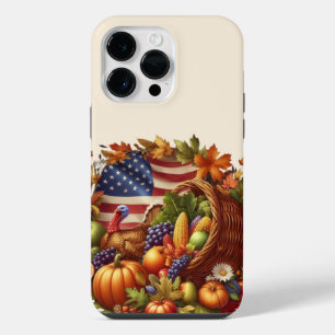 Funda Para iPhone 14 Pro Max Corona de pavo del Día de Acción de Gracias de EE.