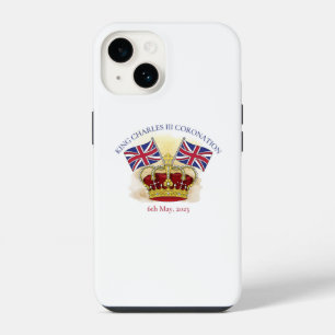 Funda Para iPhone 14 Corona y banderas de la coronación del rey Carlos 