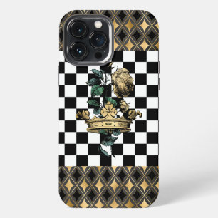 Funda Para iPhone 13 Pro Max Corona y rosa decorativas vintage