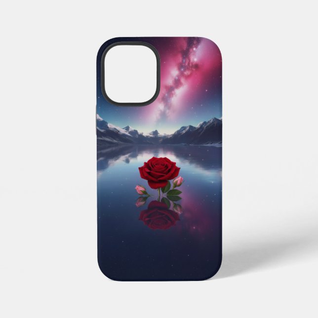 Funda Para iPhone Cosmic Rose: Galaxy Reflection on Serene Lake (Reverso )
