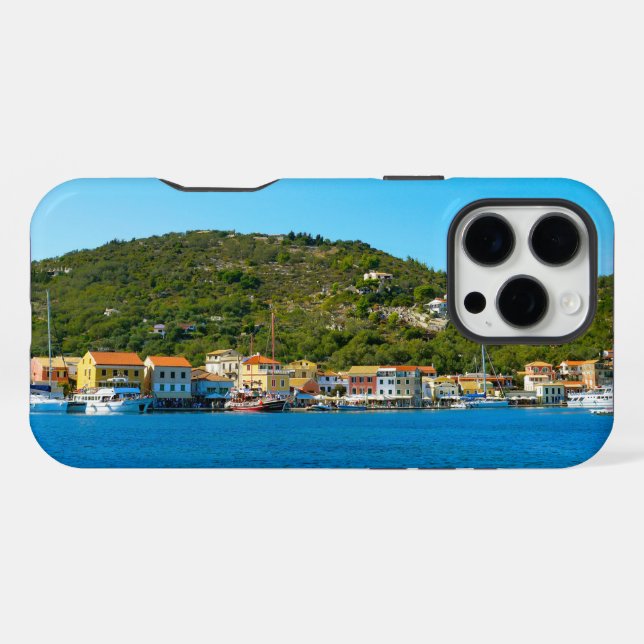 Funda Para iPhone Costa del puerto de Antipaxos (Reverso Horizontal)