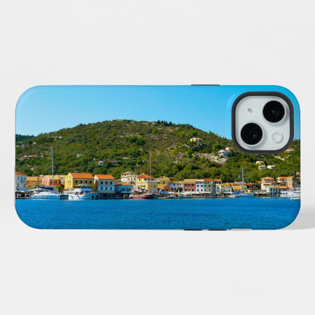 Funda Para iPhone Costa del puerto de Antipaxos (Reverso Horizontal)