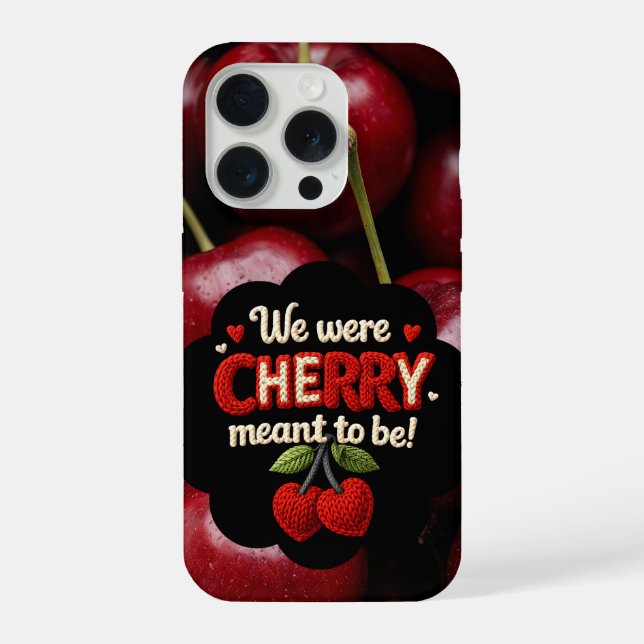 Funda Para iPhone Cozy knitted-style typography and adorable cherry  (Reverso )