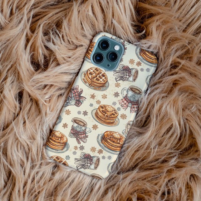 Funda Para iPhone Cozy Winter Breakfast Pattern | Pancakes & Coffee  (Subido por el creador)