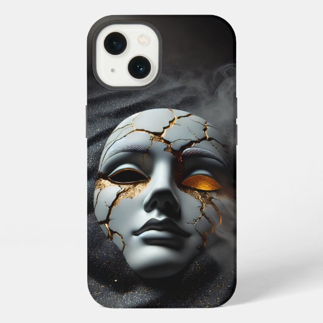 Funda Para iPhone Cracked Porcelain Mask Dark iPhone 13 Tough Case (Reverso )