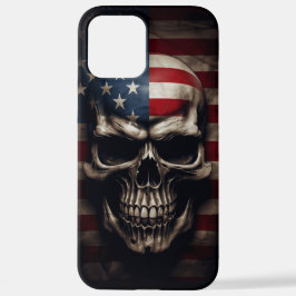 Funda Para iPhone 12 Pro Max Cráneo de Bandera Americana
