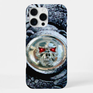 FUNDA PARA iPhone 16 PRO MAX CRÁNEO DE CROMO CON GRIFFINES DE FANTASÍA
