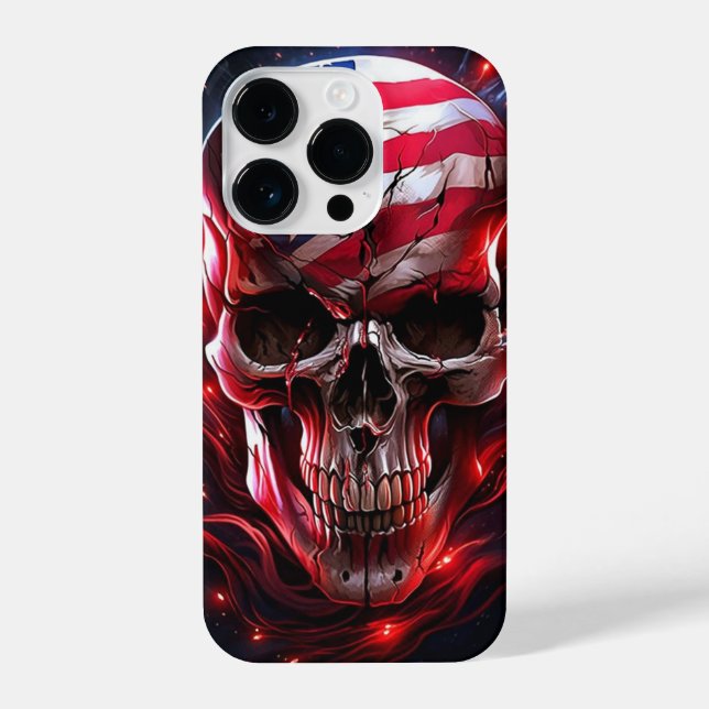 Funda Para iPhone Cráneo de Guay con bandera estadounidense (Reverso )