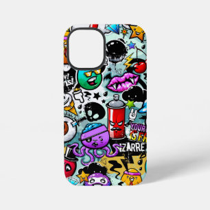 Funda Para iPhone 12 Mini Craneo de pegatina loca spray de graffiti en los l