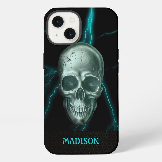 Funda Para iPhone Cráneo de relámpago humano (Reverso )