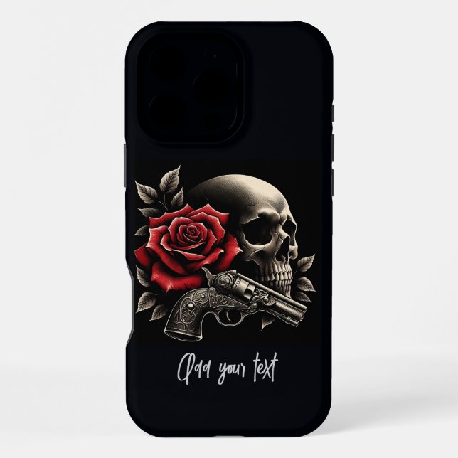 Funda Para iPhone Cráneo de Rosa (Reverso )